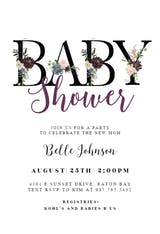 Floral Letters - Baby Shower Invitation